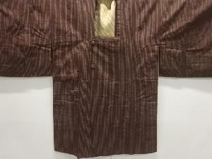 アンティーク　縞模様織出し手織り紬道行コート